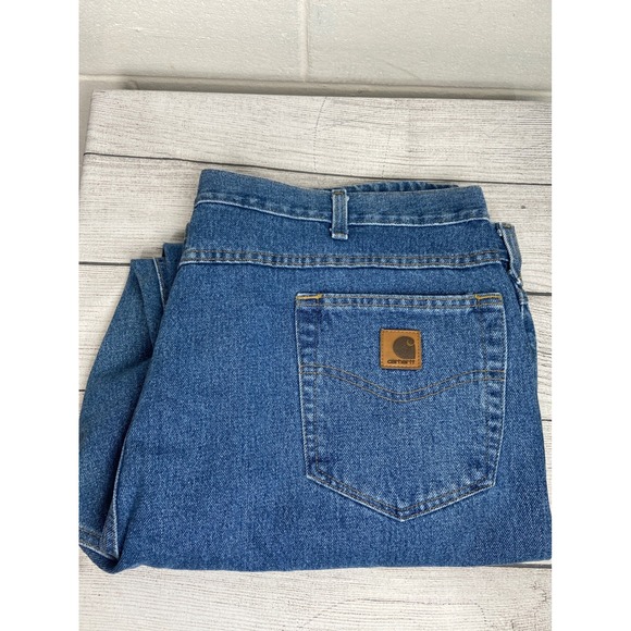 Carhartt Relaxed Fit Straight Jeans Work Utility Pants Denim Blue 44x32 B160 STW - Picture 1 of 6